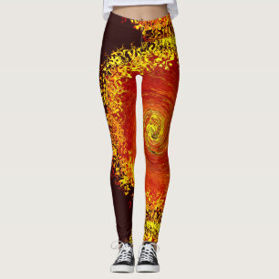 Sonne Explosion gelb orange braun abstraktes Muste Leggings