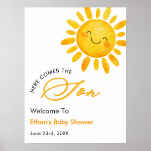 Sonne Hier kommt der Sohn Baby Shower Begrüßung Poster