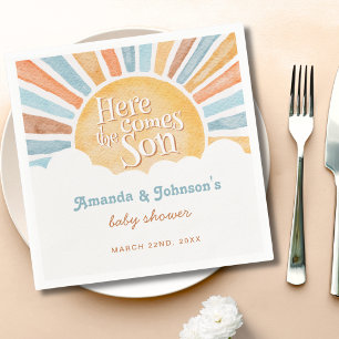 Sonne Hier kommt der Sohn Junge Baby Shower Serviette