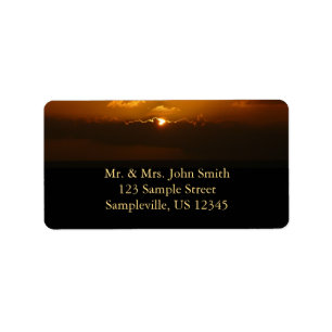 Sonne hinter Wolken I Orange Seascape Adressaufkleber