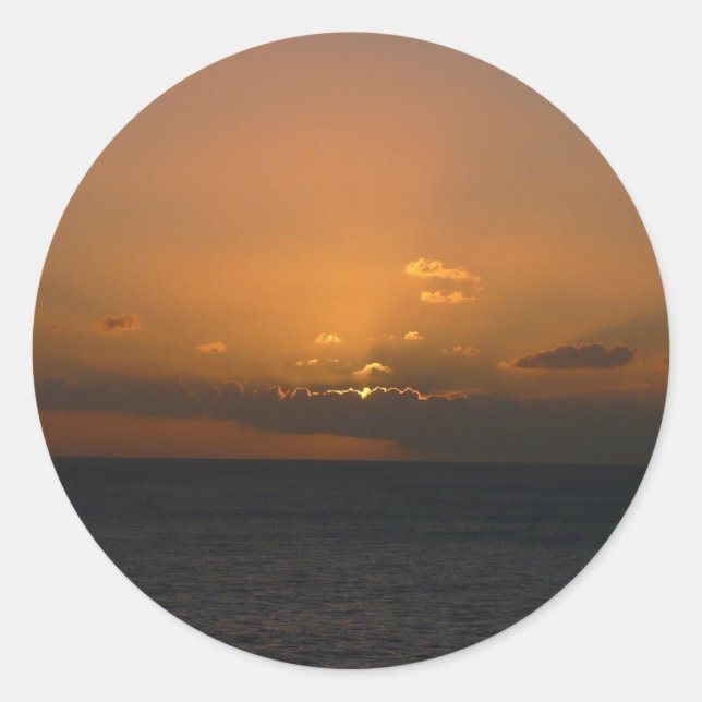 Sonne hinter Wolken II Seascape Runder Aufkleber (Vorderseite)