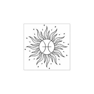 Sonne Horoskop Fische   Tierkreiszeichen Gummistempel