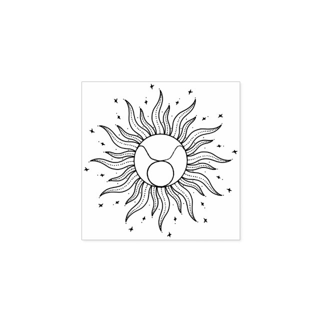 Sonne Horoskop Stier Gummistempel (Prägung)
