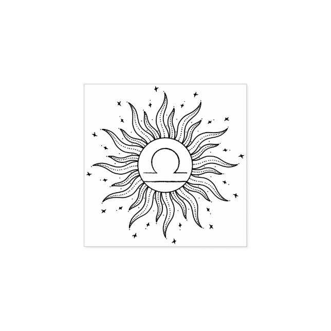 Sonne Horoskop Waage | Zodiac Astrologie Gummistempel (Prägung)