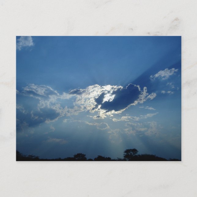 Sonne in den Wolken Postkarte (Vorderseite)