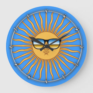 Sonne in Shades Große Wanduhr