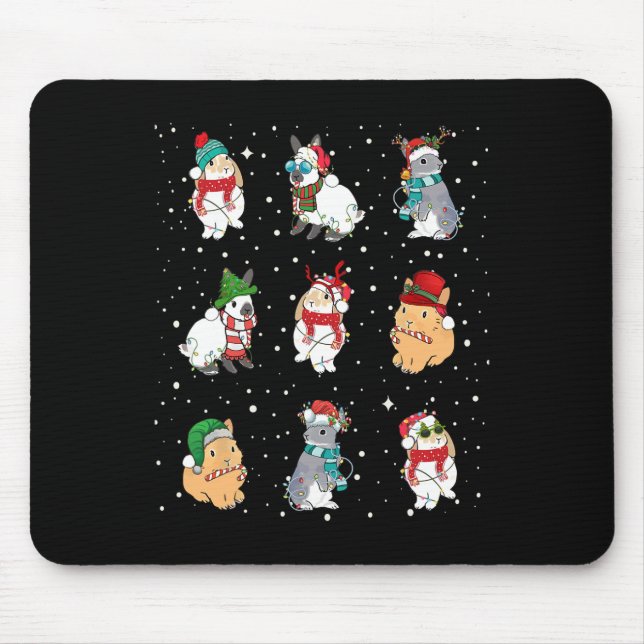 Sonne in Weihnachten Lichter Funny Rabbit Lover We Mousepad (Vorne)