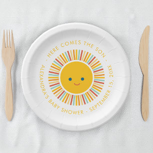 Sonne Junge Baby Shower Hier kommt der Sohn  Pappteller