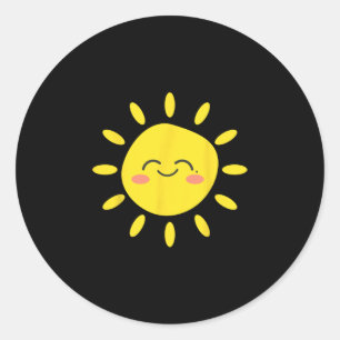 Sonne Lächelnd Sonnenschein Süß Lieblich Sommer Li Runder Aufkleber