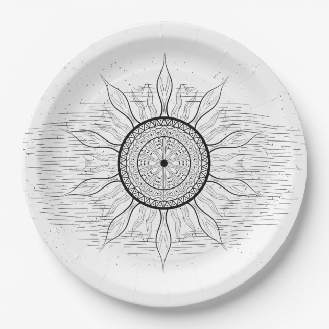 Sonne-Mandala 1 Pappteller (Vorderseite)