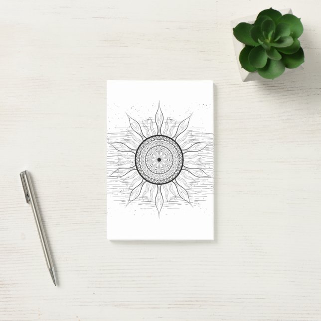 Sonne-Mandala 1 Post-it Klebezettel (Büro)