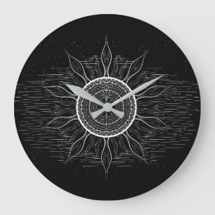 Sonne-Mandala 2 Große Wanduhr