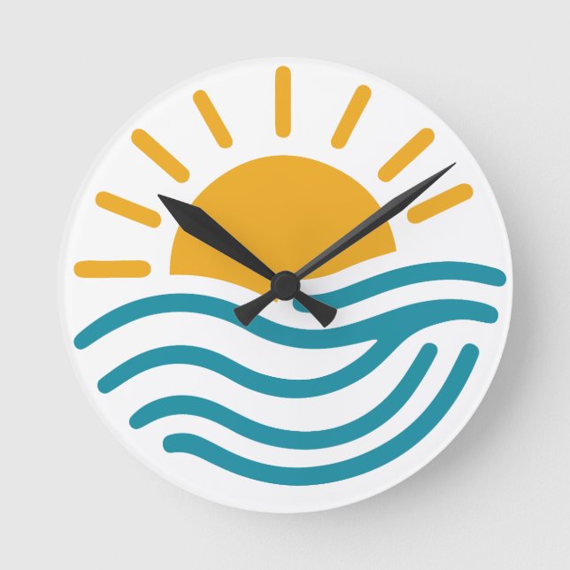Sonne & Meer  Runde Wanduhr (Vorderseite)