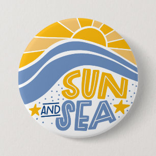 Sonne, Meer und Sommerstrand Button