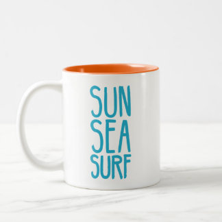 Sonne, Meer und Surf BLAU Zweifarbige Tasse