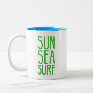 Sonne, Meer und Surf grün Zweifarbige Tasse