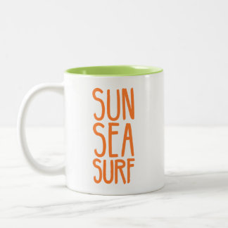 Sonne, Meer und Surf ORANGE Zweifarbige Tasse