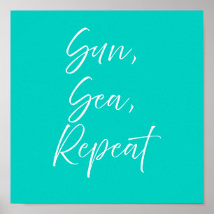 Sonne Meer Wiederholung Türkis Poster   Preppy Coa