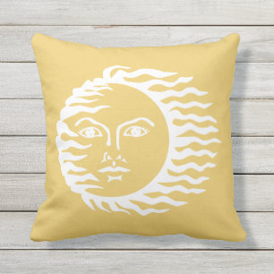 Sonne Menschen Gesicht Senfgelb Kissen