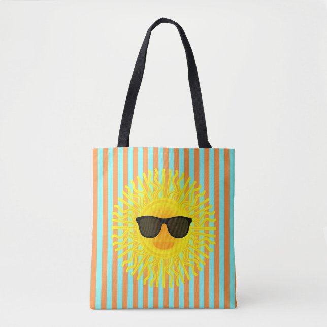 Sonne mit dunkler Sonnenbrille auf Aqua & Orange S (Vorderseite)