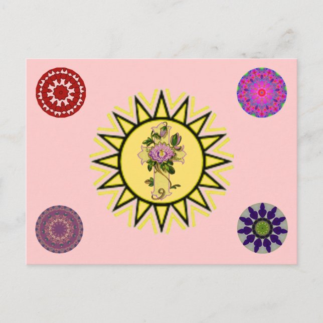Sonne mit Kreuz Postkarte (Vorderseite)