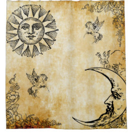 Sonne mit Mond und Pegasus Duschvorhang