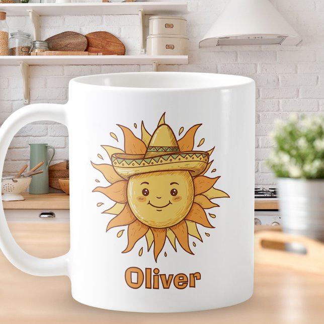 Sonne mit Sombrero lächeln - Sonnenfiesta Doodle Kaffeetasse (Von Creator hochgeladen)