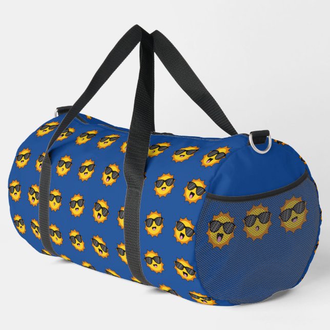 Sonne mit Sonnenbrille Happy Emoji Faces Muster Duffle Bag (Rechte Ecke)
