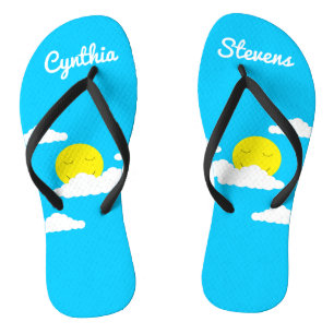 Sonne mit Wolken lächeln: Türkis Flip Flops