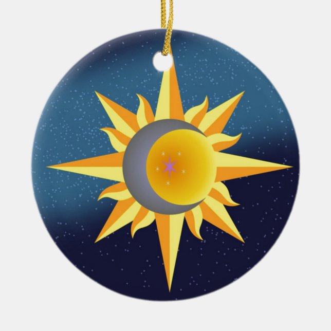 SONNE-MOND HAT DIE ABSTRAKTE FUSION IN DER KERAMIK ORNAMENT (Vorne)