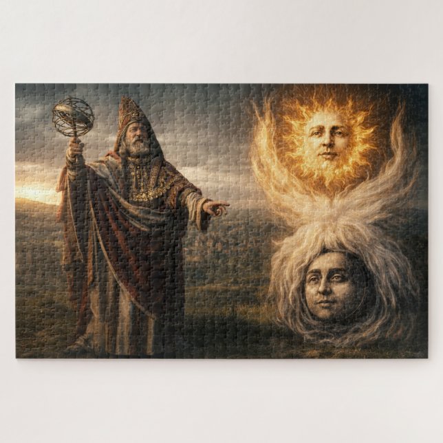 Sonne, Mond, Hermes Trismegistus Astrologie  Puzzle (Horizontal)
