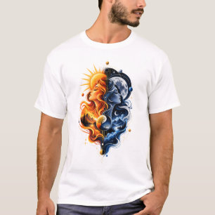 Sonne Mond – Himmlisches Kosmisches Balance-Design T-Shirt