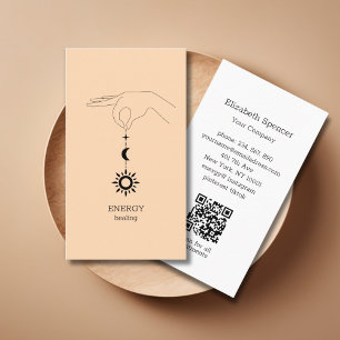 Sonne Mond Pfirsich QR-Code Visitenkarte