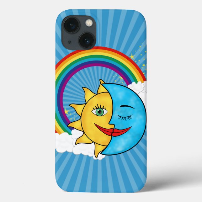 Sonne Mond Regenbogen Himmels Thema Case-Mate iPhone Hülle (Rückseite)