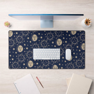 Sonne & Mond Retro-Magie Navyblau Vintage-Himmelsm Schreibtischunterlage