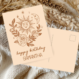 Sonne Mond & Rosen Boho Magischer INDIVIDUELLER NA Postkarte