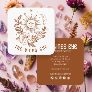 Sonne Mond & Rosen Magisches Boho INDIVIDUELLES So Quadratische Visitenkarte