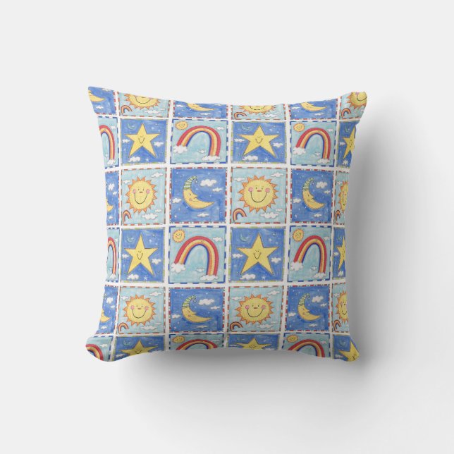 Sonne, Mond, Stern und Regenbogen Kissen (Vorderseite)