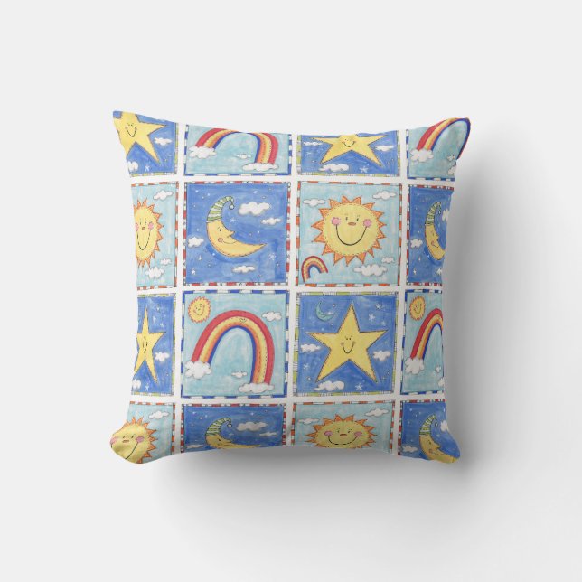 Sonne, Mond, Stern und Regenbogen Kissen (Vorderseite)