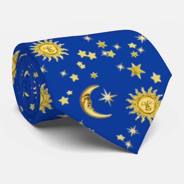 Sonne, Mond & Sterne Krawatte (Gerollt)
