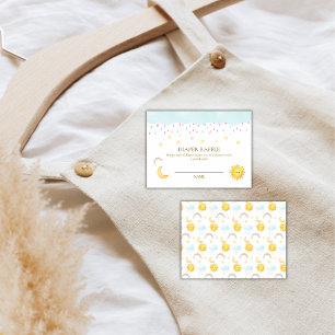 Sonne Mond Sterne Regentropfen Windel Raffle Baby  Begleitkarte