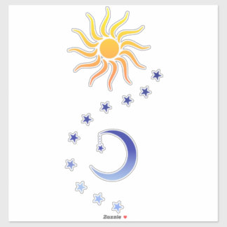 Sonne, Mond und Sterne Aufkleber