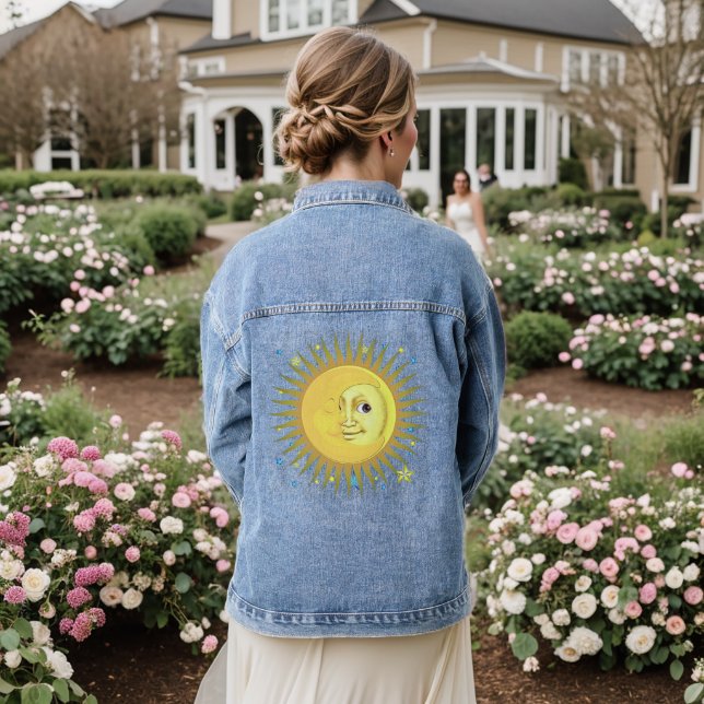 Sonne, Mond und Sterne Jeansjacke (Hochzeit Rückseite)