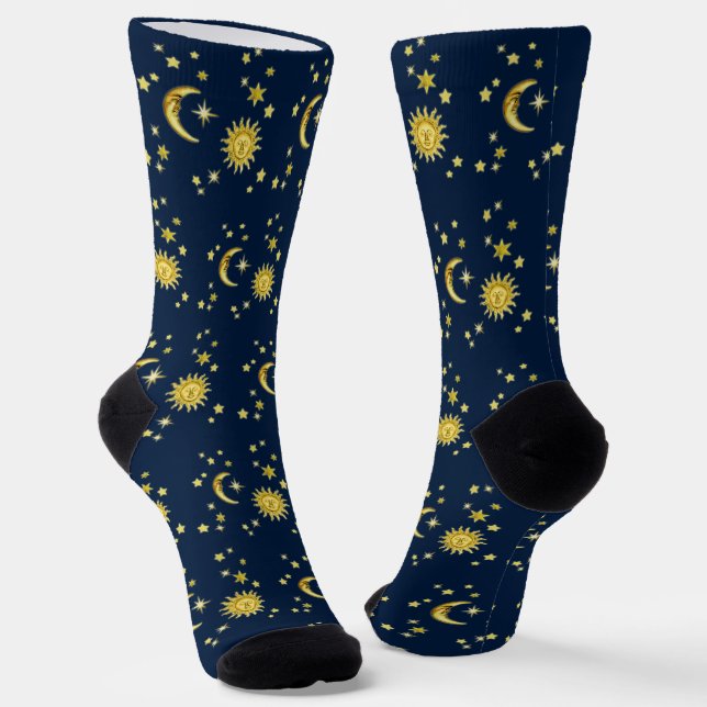 Sonne, Mond und Sterne 🌞 🌛 ⭐ Socken (Gewinkelt)