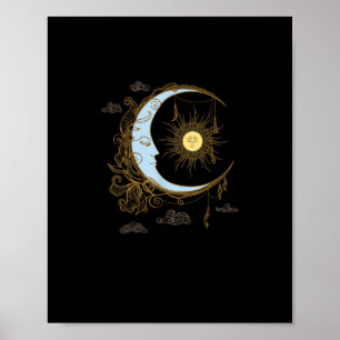 Sonne Mond Vintage 90er Hexe Whimsigoth Ästhetik Poster