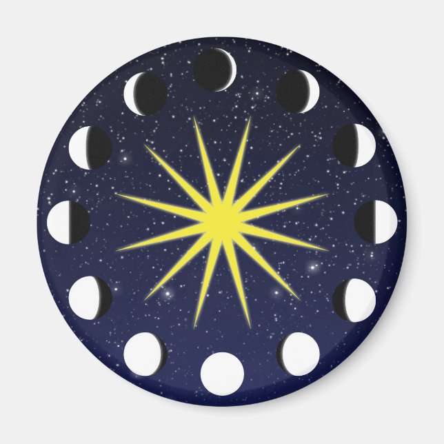 Sonne, Mondphasen und Sterne Magnet (Vorne)