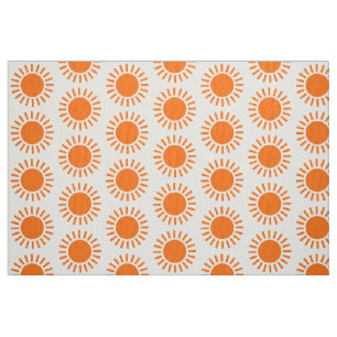 Sonne-Muster - Orange auf Weiß Stoff