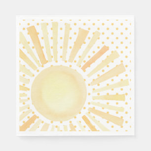 Sonne Orangelbe Punkte Sommer Wasserfarbe Serviette