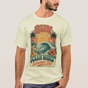 Sonne Ozean Wellen Sommer Spaß Strand Design T-Shirt