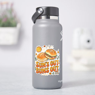 Sonne raus, Brötchen raus Fröhliches Retro-Sommerd Aufkleber